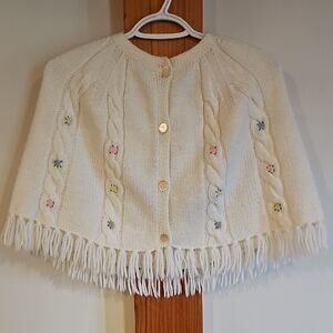 Charming Cream Hand Knit Cape for Kids